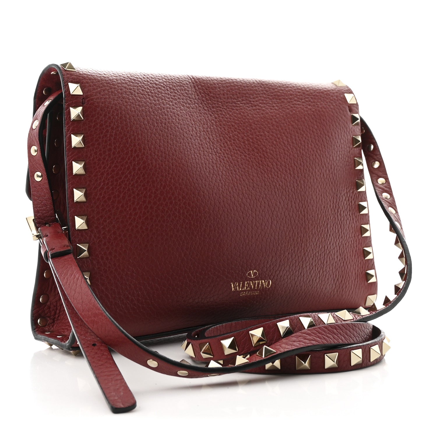 Valentino Garavani Pebbled Calfskin Medium Rockstud Flip Lock Crossbody Bag Rubin 3 of 10