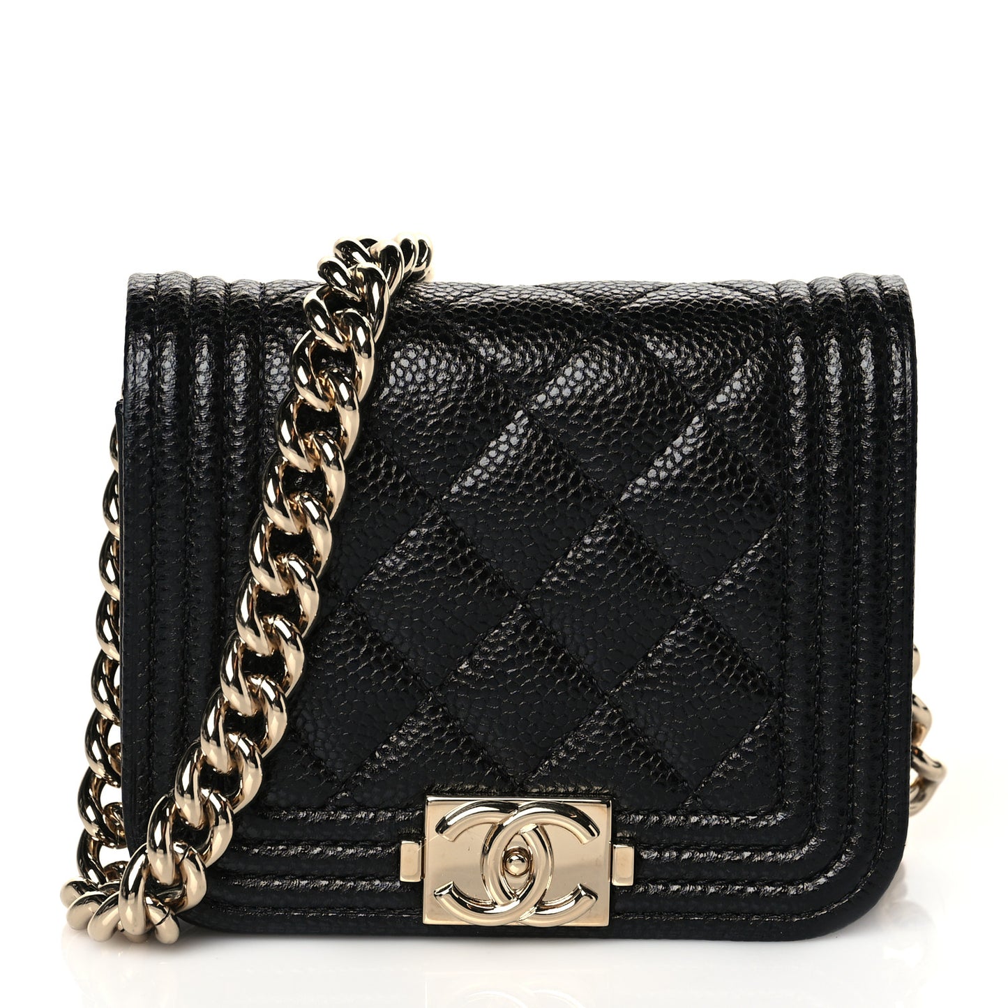 Caviar Quilted Boy Flap Waist Belt Bag Black