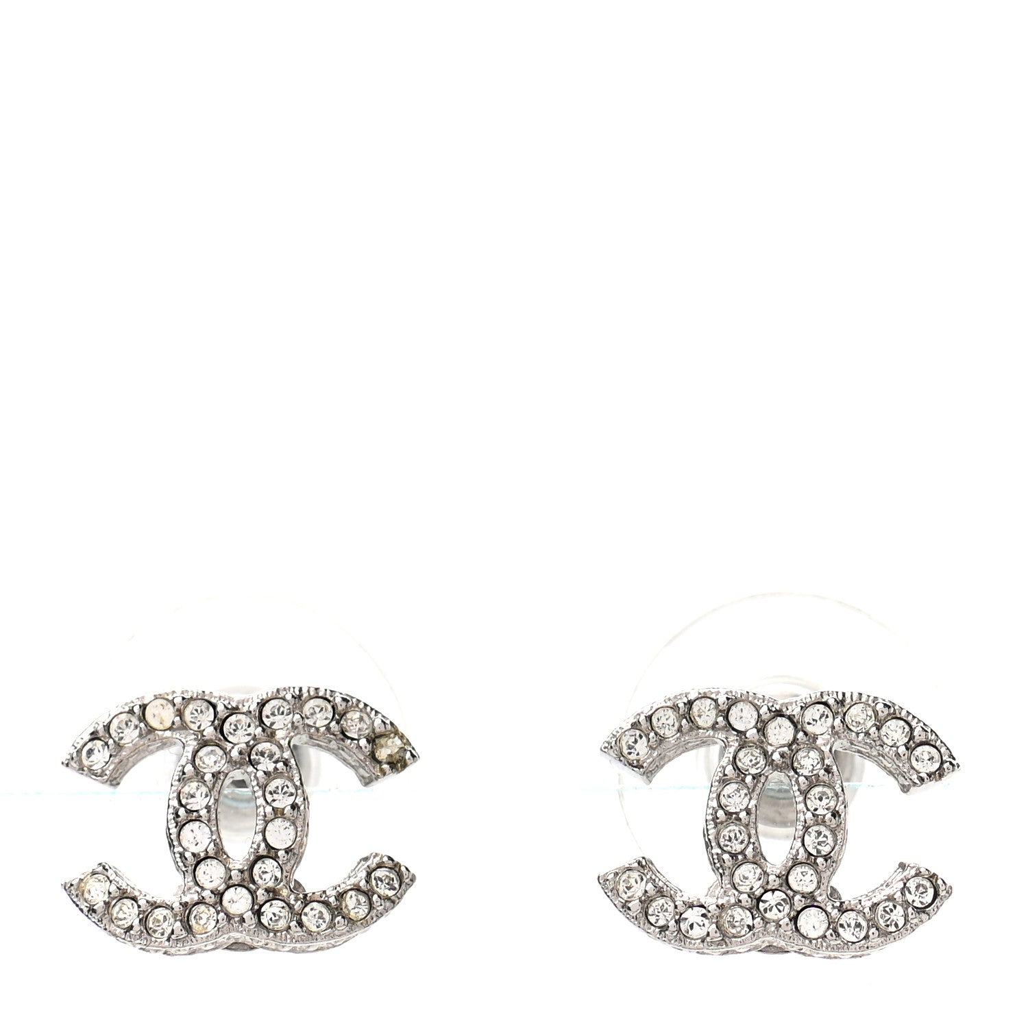 Chanel Crystal CC Earrings Silver 1 of 4