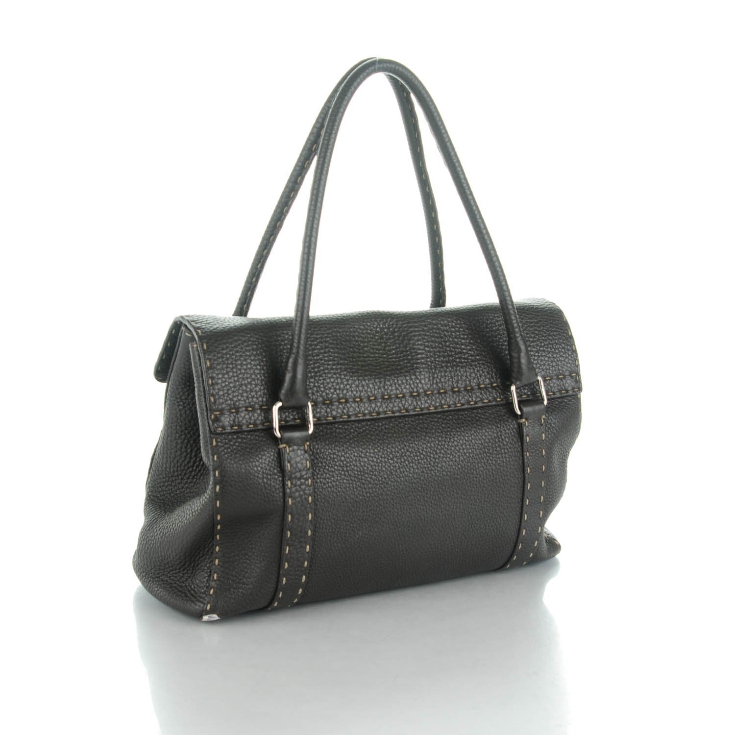 Fendi Calfskin Romano Selleria Medium Linda Satchel Brown 3 of 10