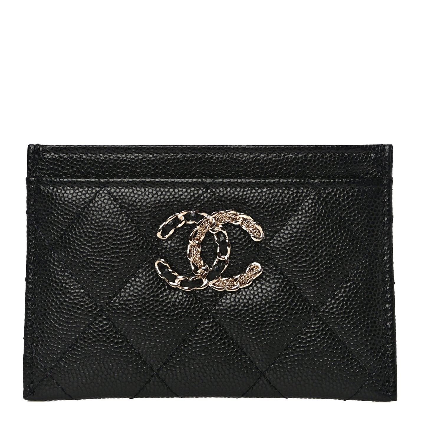 Caviar Quilted French New Wave Card Holder Black