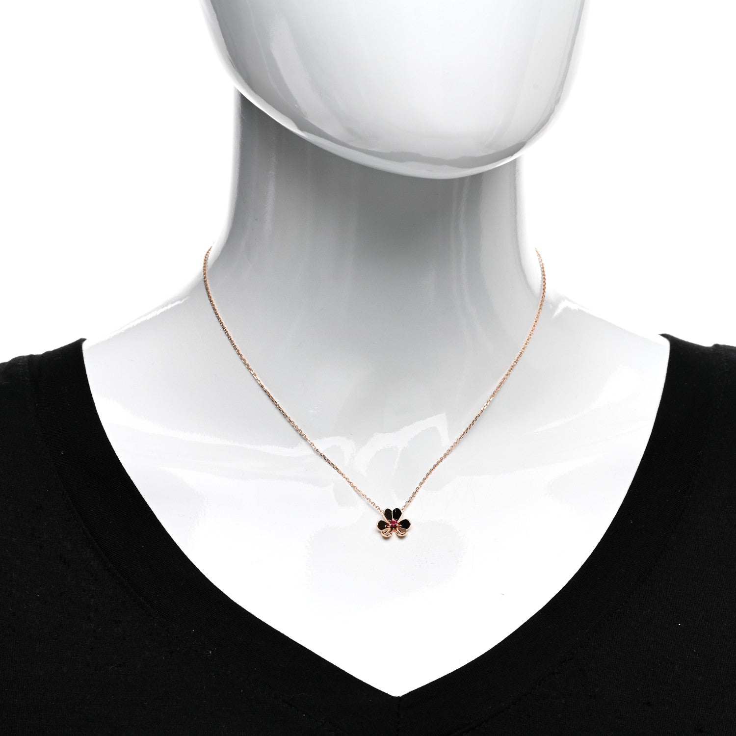 Van Cleef & Arpels 18K Rose Gold Ruby Mini Frivole Pendant Necklace 2 of 6
