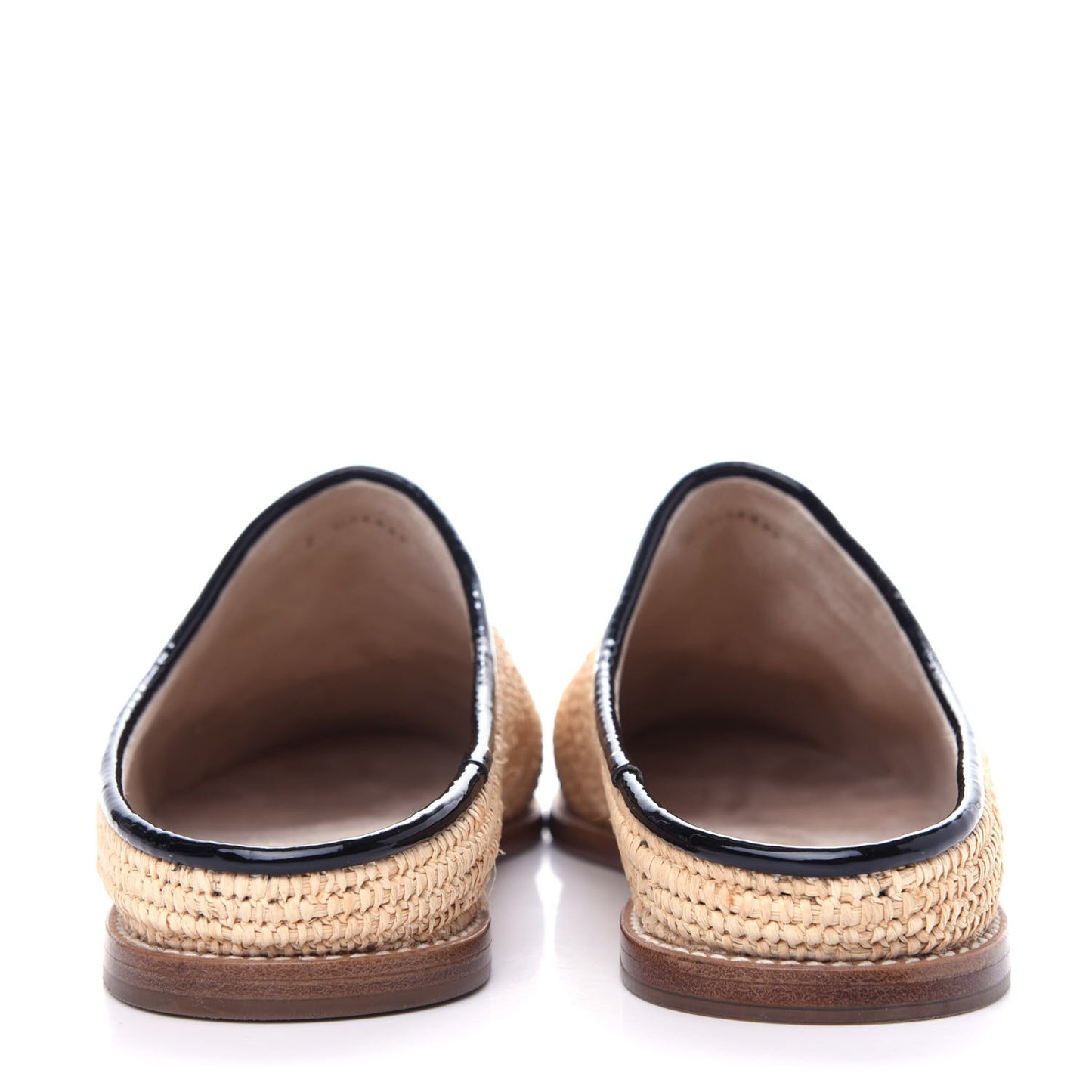 Raffia Patent Calfskin CC Espadrilles 40 Beige Black
