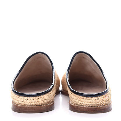 Chanel Raffia Patent Calfskin CC Espadrilles 40 Beige Black 7 of 12