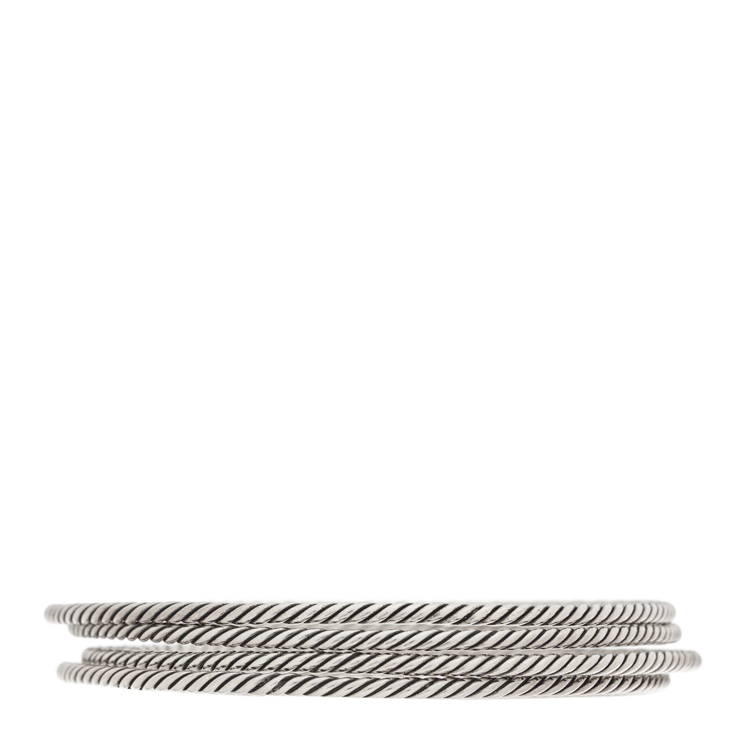 David Yurman Sterling Silver Cable Classics Bangle Bracelets Set of 4 1 of 3