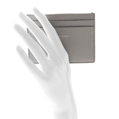 Saint Laurent Grain De Poudre Card Case Granite 2 of 7