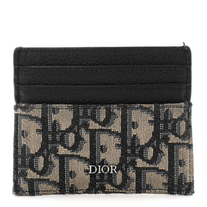 Christian Dior Grained Calfskin Oblique Card Holder Black 1 of 8