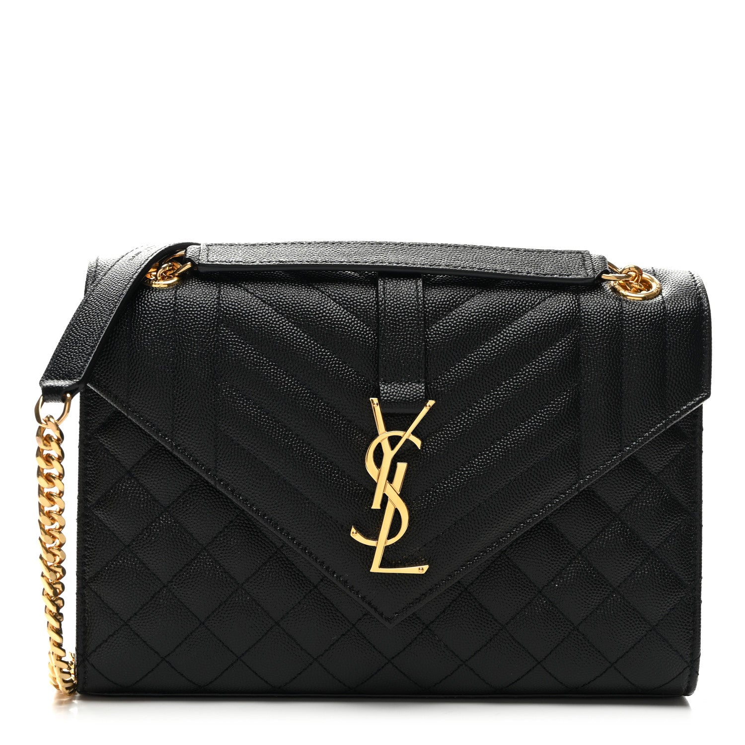 Saint Laurent Grain De Poudre Textured Mixed Matelasse Triquilt Medium Monogram Satchel Black 1 of 9
