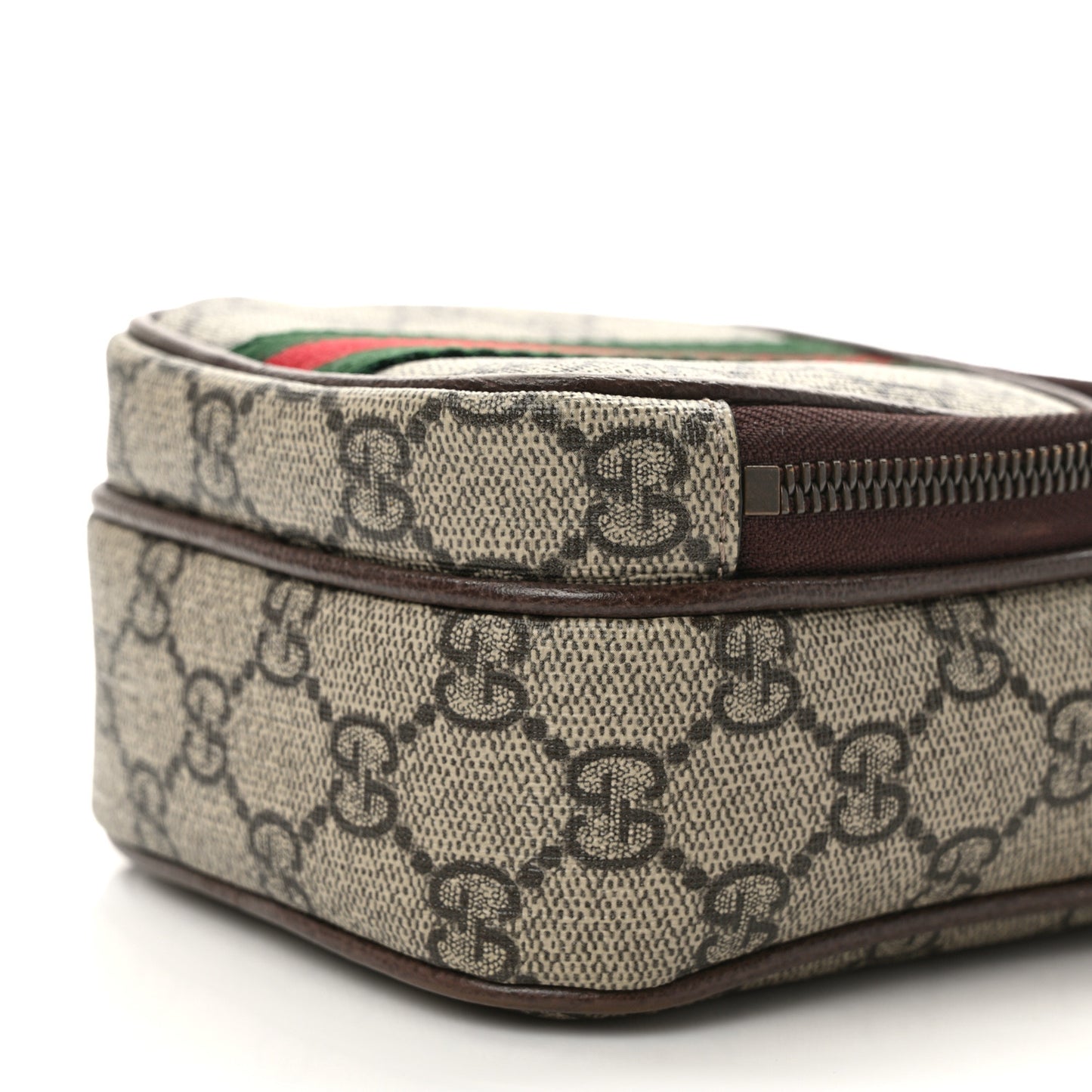 GG Supreme Monogram Web Mini Ophidia Double Zip Messenger Bag Beige New Acero