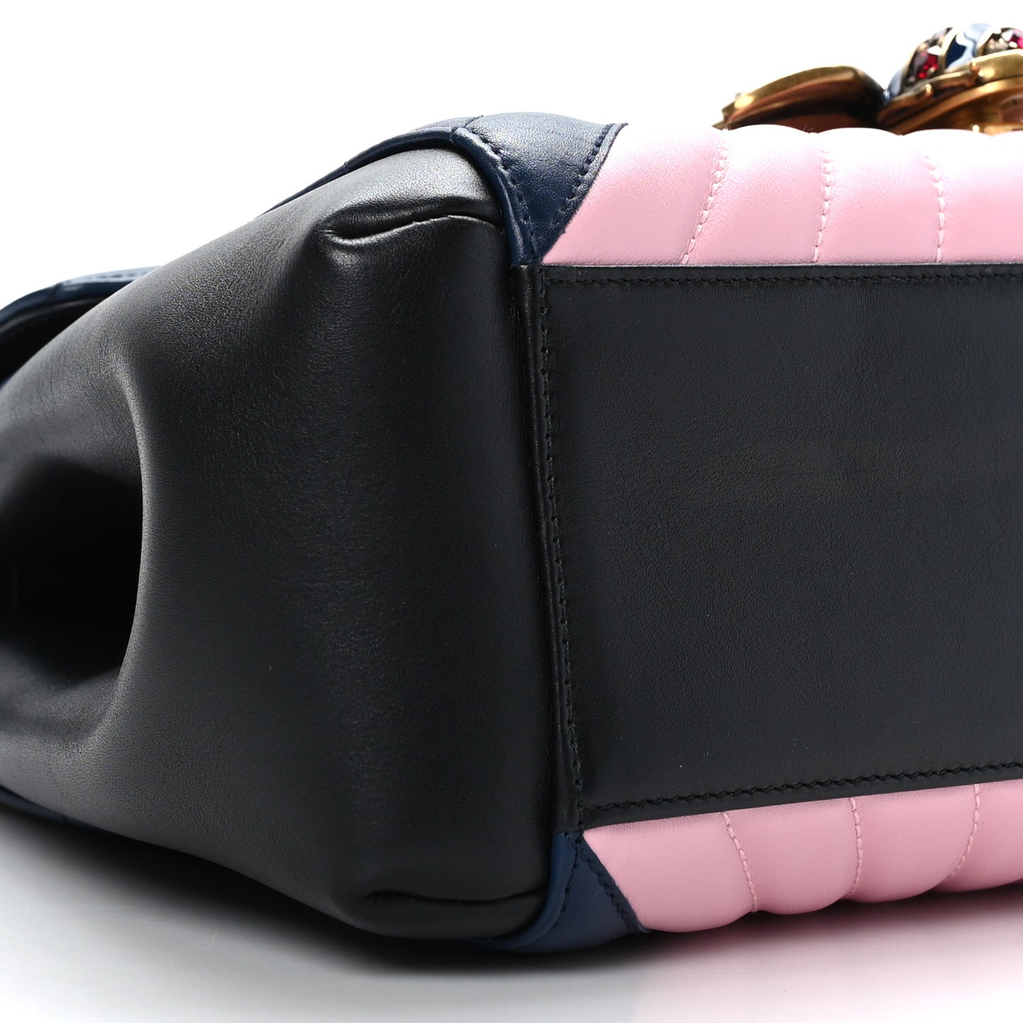 Calfskin Bamboo Trapuntata Queen Margaret Top Handle Bag Blue Agata Hibiscus Red Mystic White Sugar Pink