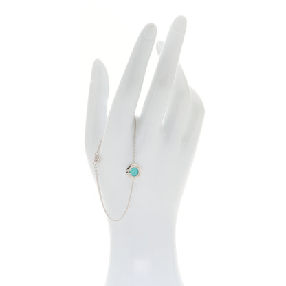 Tiffany 18K White Gold Diamond Turquoise T Circle Bracelet 2 of 5