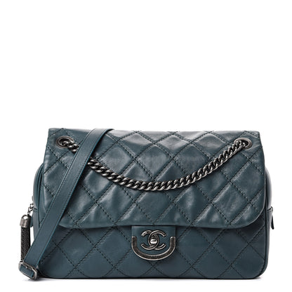 Chanel Calfskin Quilted Jumbo Coco Sporran Flap Dark Green 1 of 12
