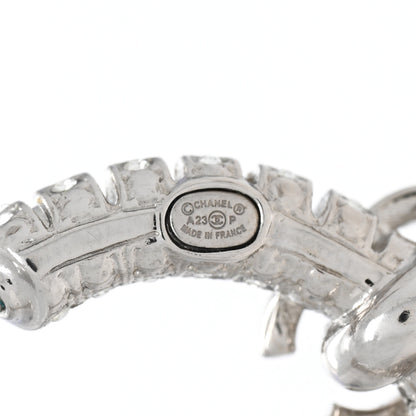 Chanel Crystal CC Hoop Earrings Silver 3 of 4