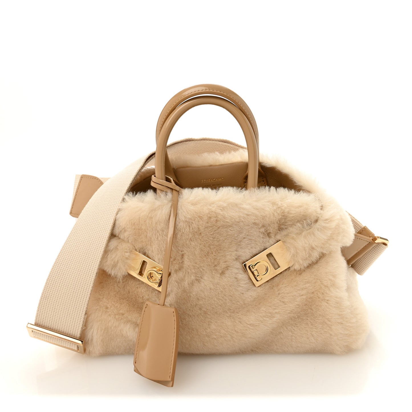 Merino Smooth Calfskin Mini Hug Bag Natural Nude