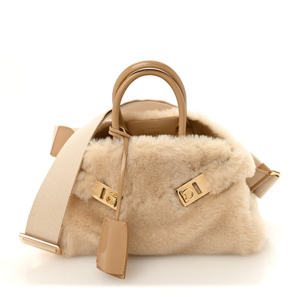 Salvatore Ferragamo Merino Smooth Calfskin Mini Hug Bag Natural Nude 1 of 10