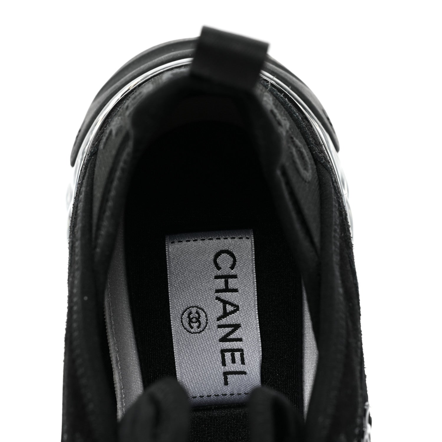Chanel Suede Calfskin Velvet Grosgrain CC Sneakers 38.5 Black 7 of 8