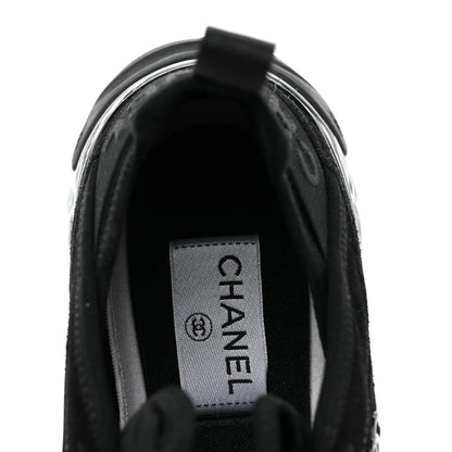 Chanel Suede Calfskin Velvet Grosgrain CC Sneakers 38.5 Black 7 of 8