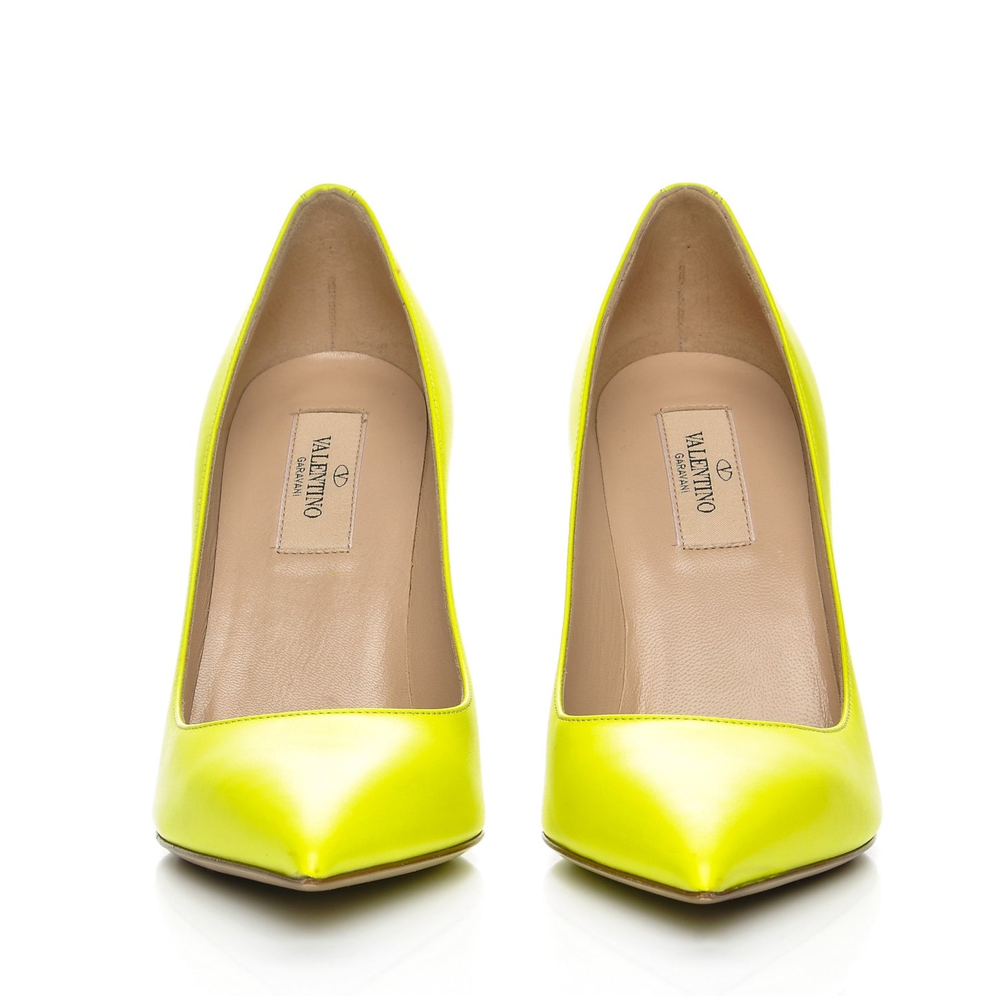 Matte Calfskin Rockstud New Plain 100mm Pumps 37 Yellow