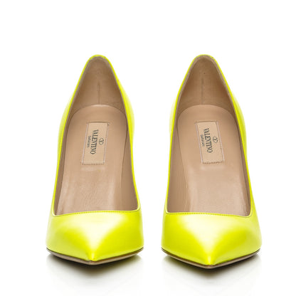 Valentino Garavani Matte Calfskin Rockstud New Plain 100mm Pumps 37 Yellow 2 of 13