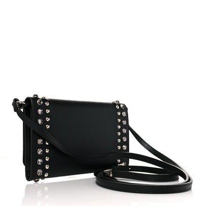 Prada Saffiano Crystal Studded Chain Wallet Black 2 of 8