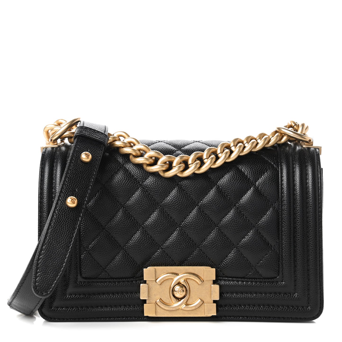 Caviar Quilted Small Boy Flap Black