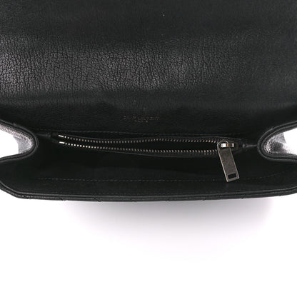 Saint Laurent Sheepskin Matelasse Chevron Monogram Medium College Bag Black 5 of 11