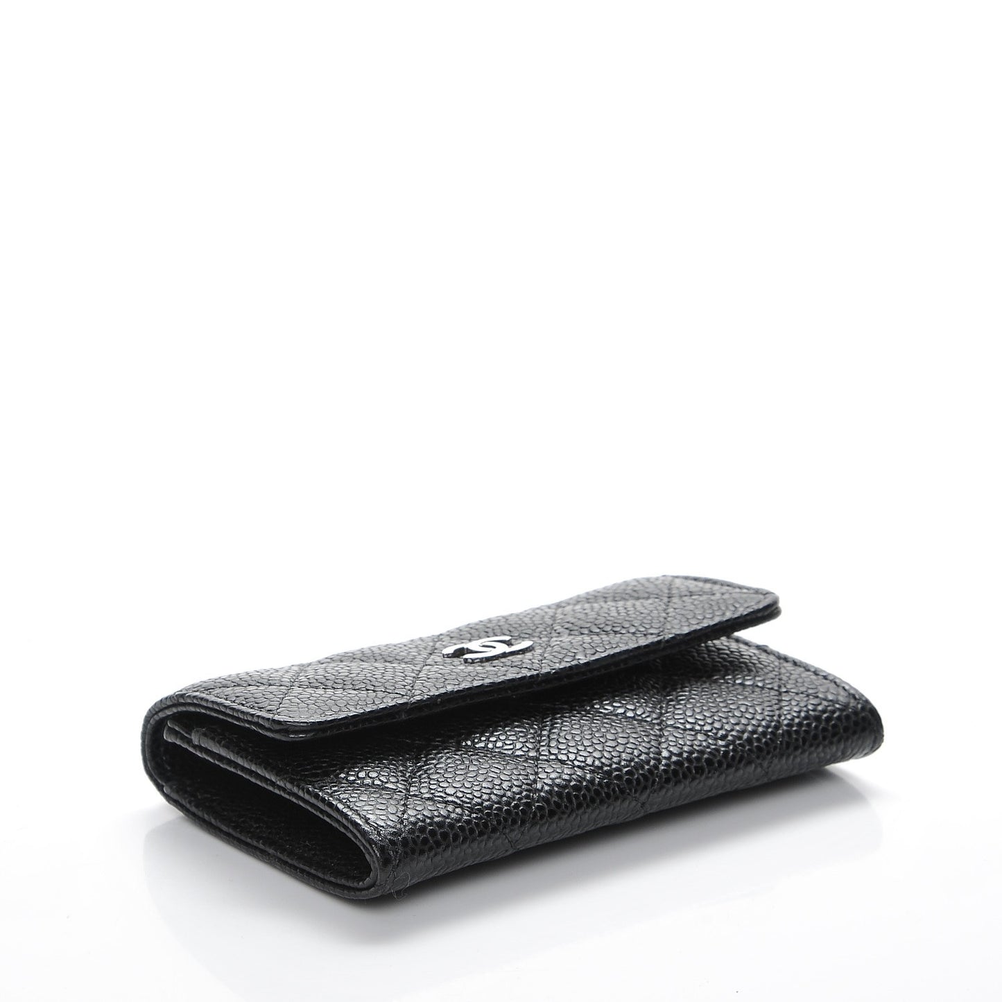 Caviar Quilted Flap Card Holder Black