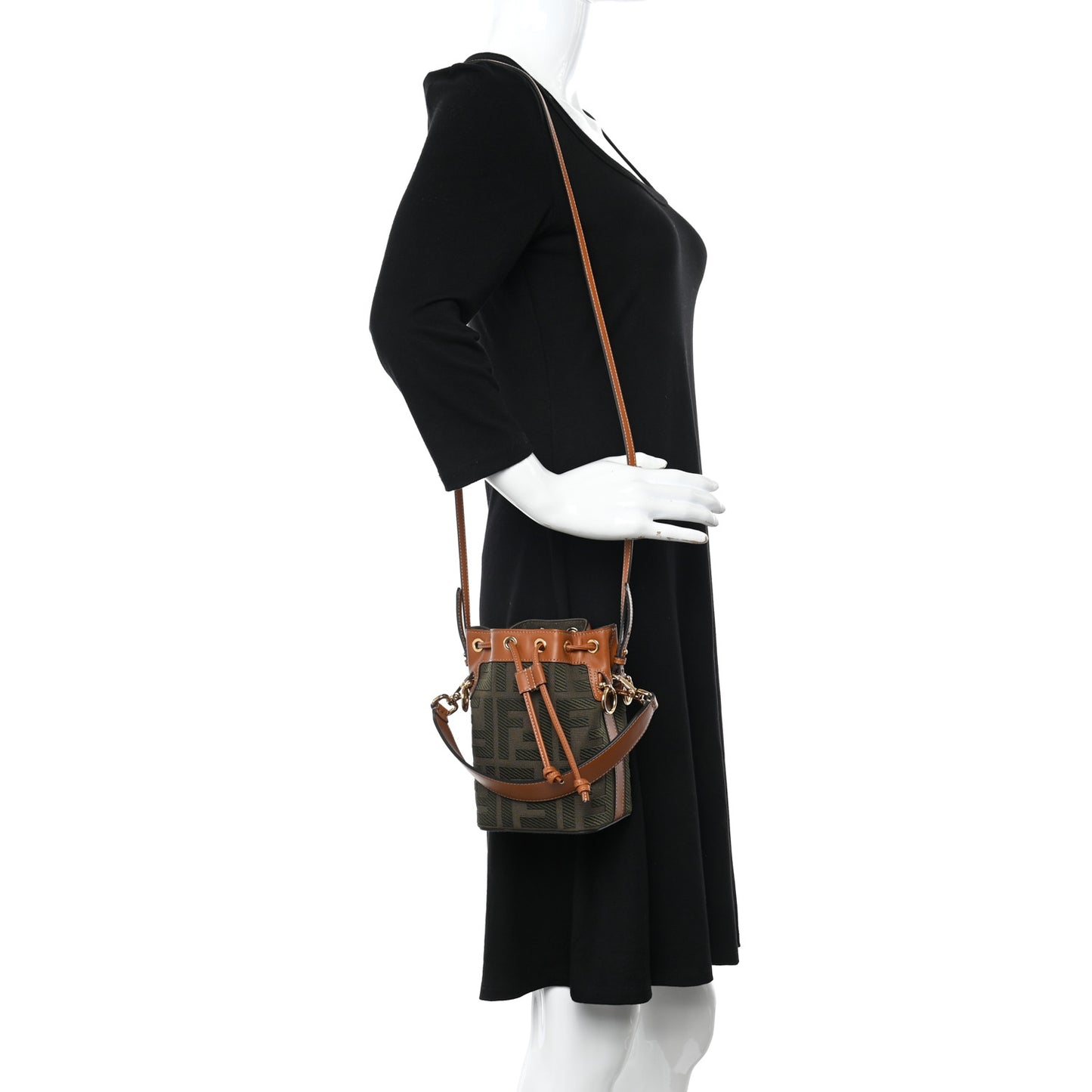 Canvas Vitello King F is Fendi FF Embroidered Mini Mon Tresor Bucket Bag Amazzonia Cuoio