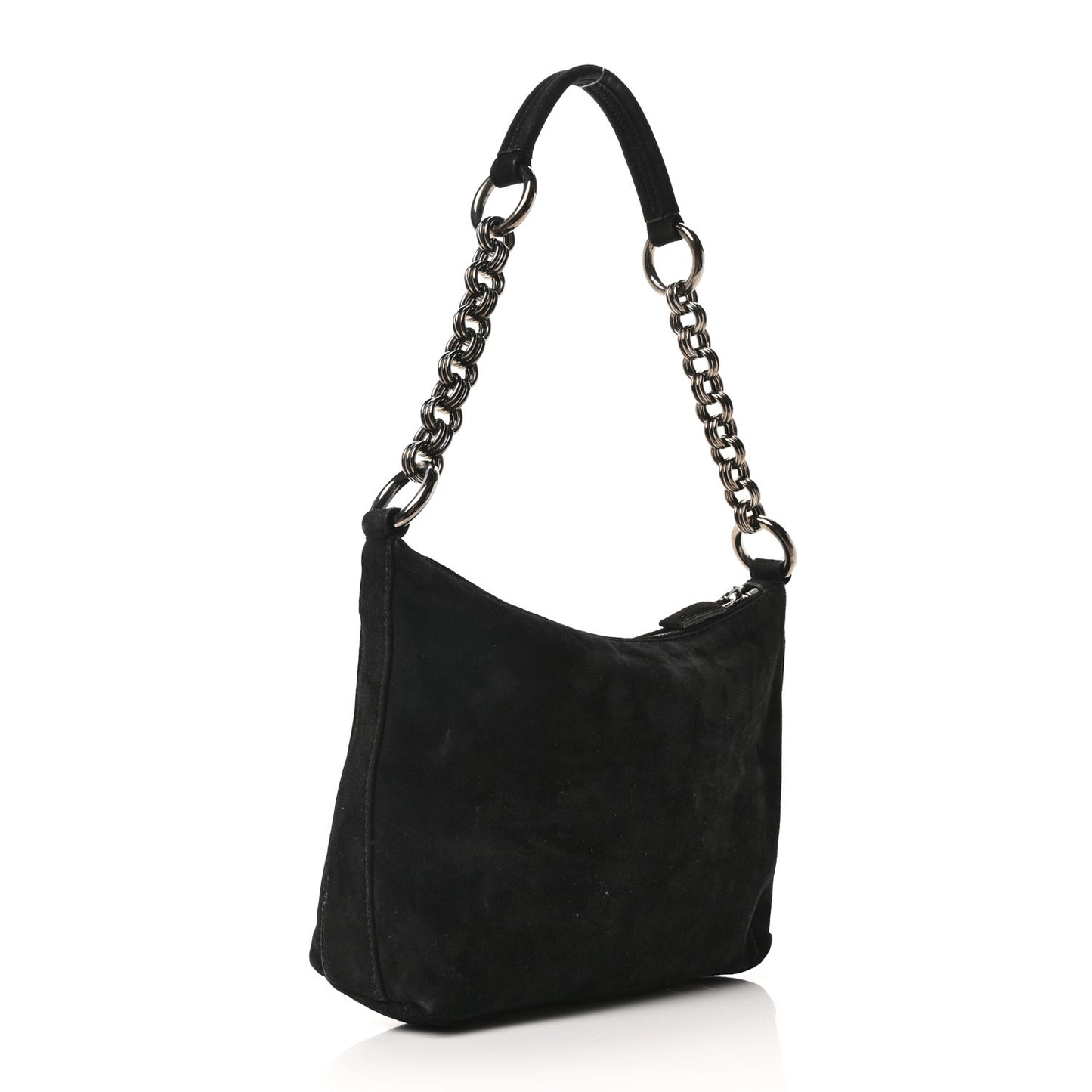 Scamosciato Suede Shoulder Bag Black