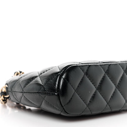 Chanel Shiny Lambskin Quilted Shiny Coco Clutch With Chain Black 9 of 11