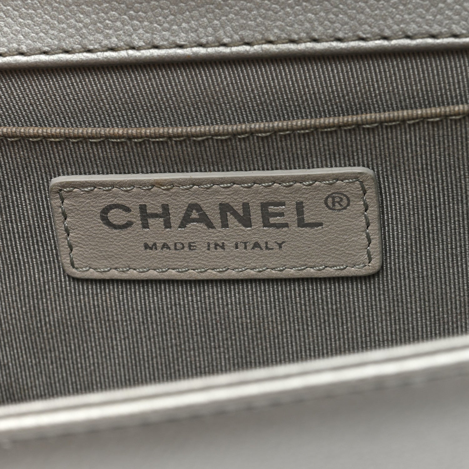 Chanel Metallic Caviar Chevron Quilted Medium Boy Flap Silver 6 of 10