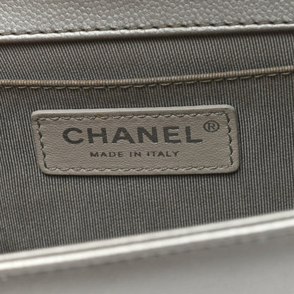 Chanel Metallic Caviar Chevron Quilted Medium Boy Flap Silver 6 of 10