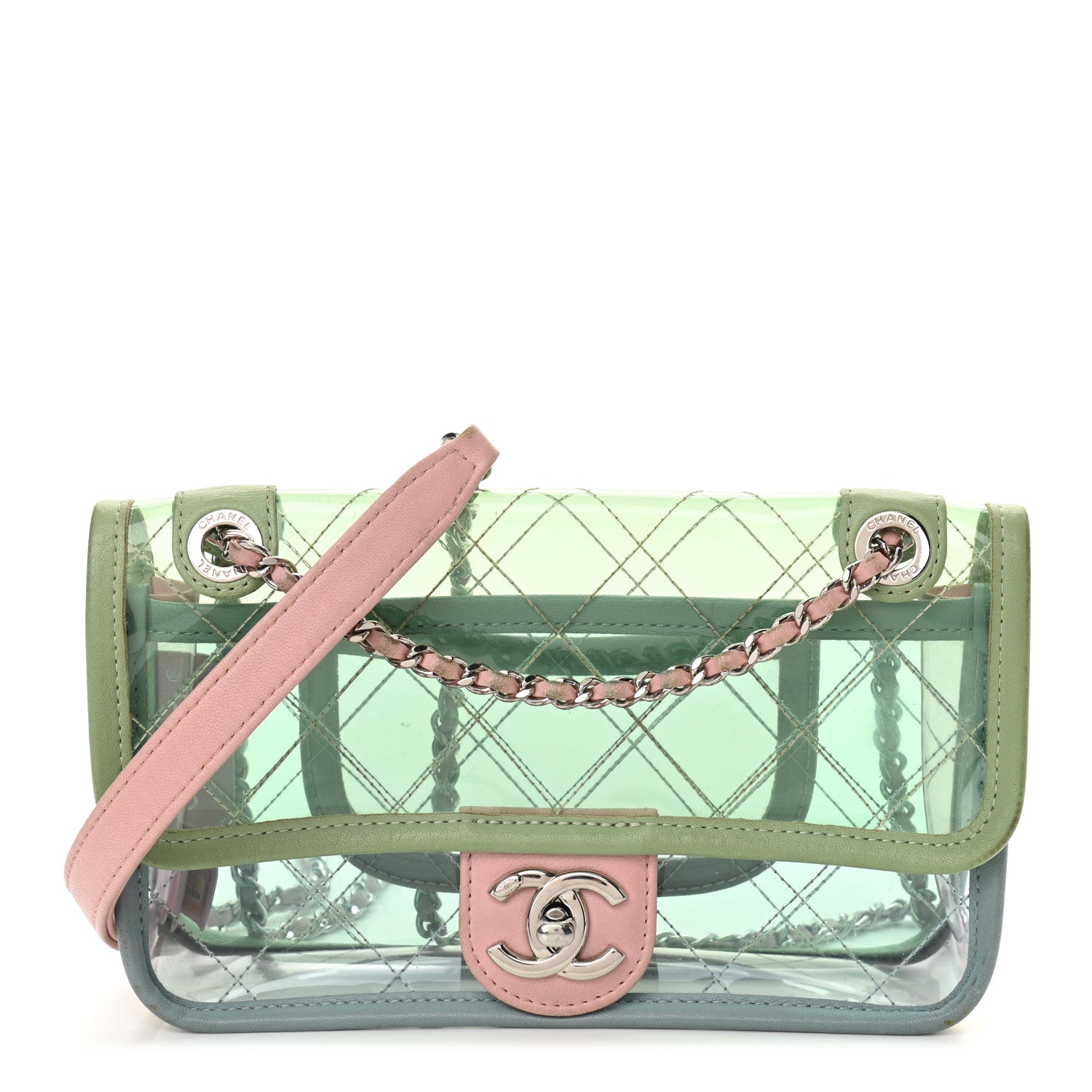 Chanel Lambskin PVC Quilted Mini Coco Splash Flap Blue Green 1 of 9