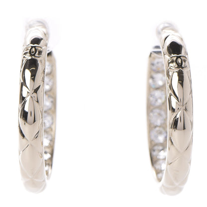 Chanel Crystal Quilted CC Hoop Earrings Gold 1 of 6