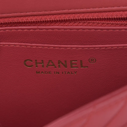 Chanel Lambskin Chevron Quilted Mini Square Flap Fuchsia 6 of 8