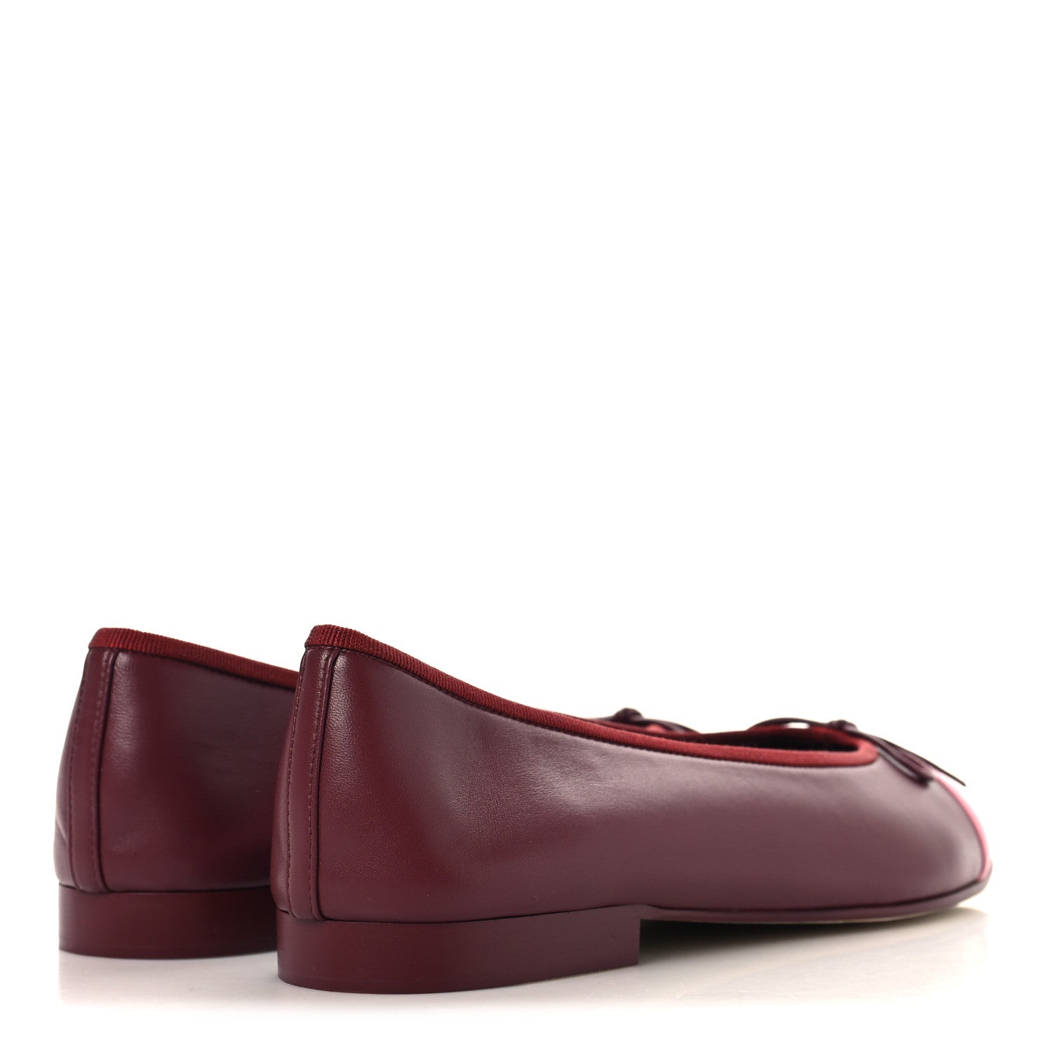 Chanel Lambskin Cap Toe CC Ballerina Flats 39 Burgundy Pink 5 of 10