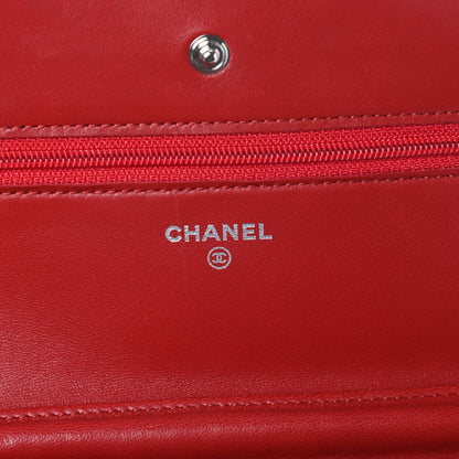 Chanel Lambskin Quilted Wallet On Chain WOC Red 6 of 11