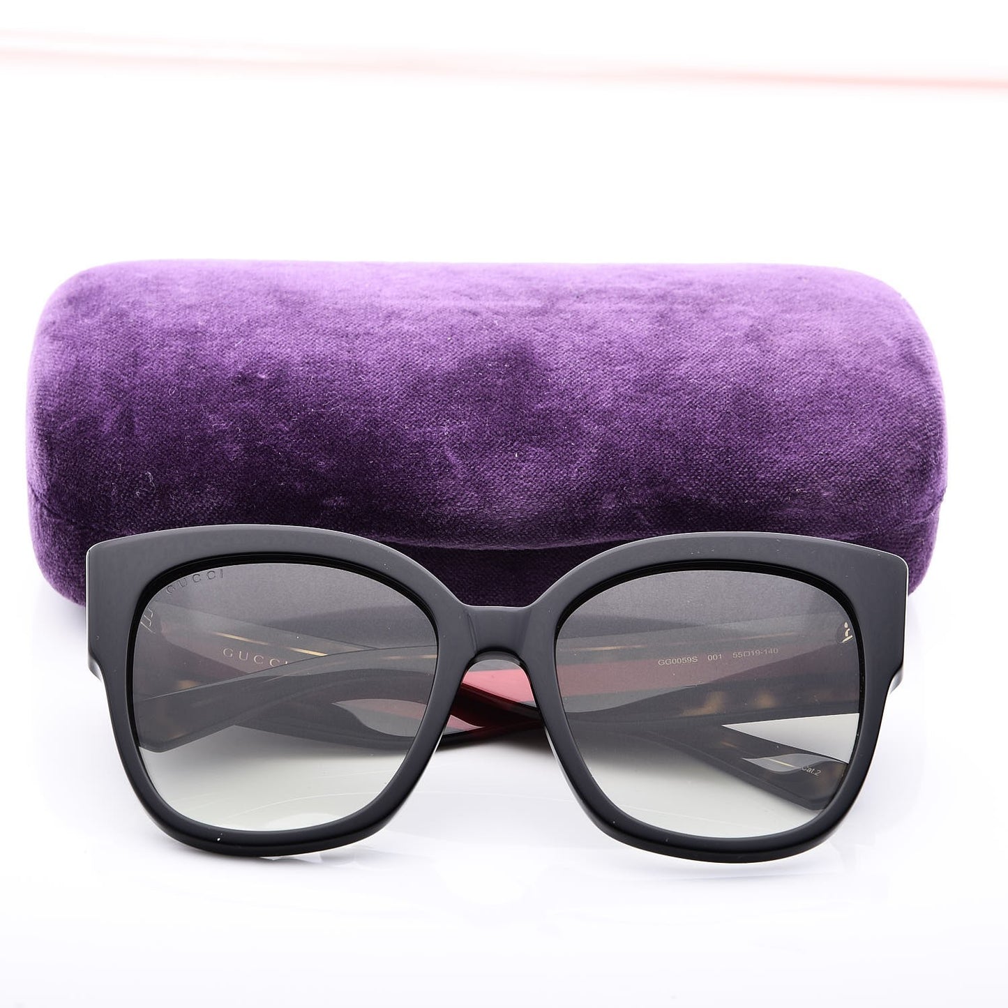 Acetate Square Frame Web Sunglasses GG0059S Black Tortoise