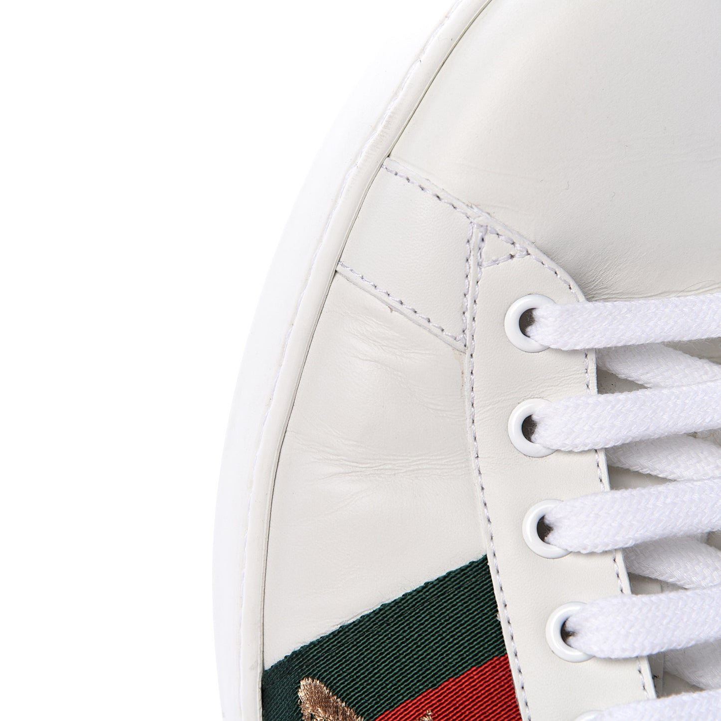 Miro Soft Calfskin Laminated Ayers Web Bee Embroidered Mens Ace Sneakers 8 White Red Flame Green