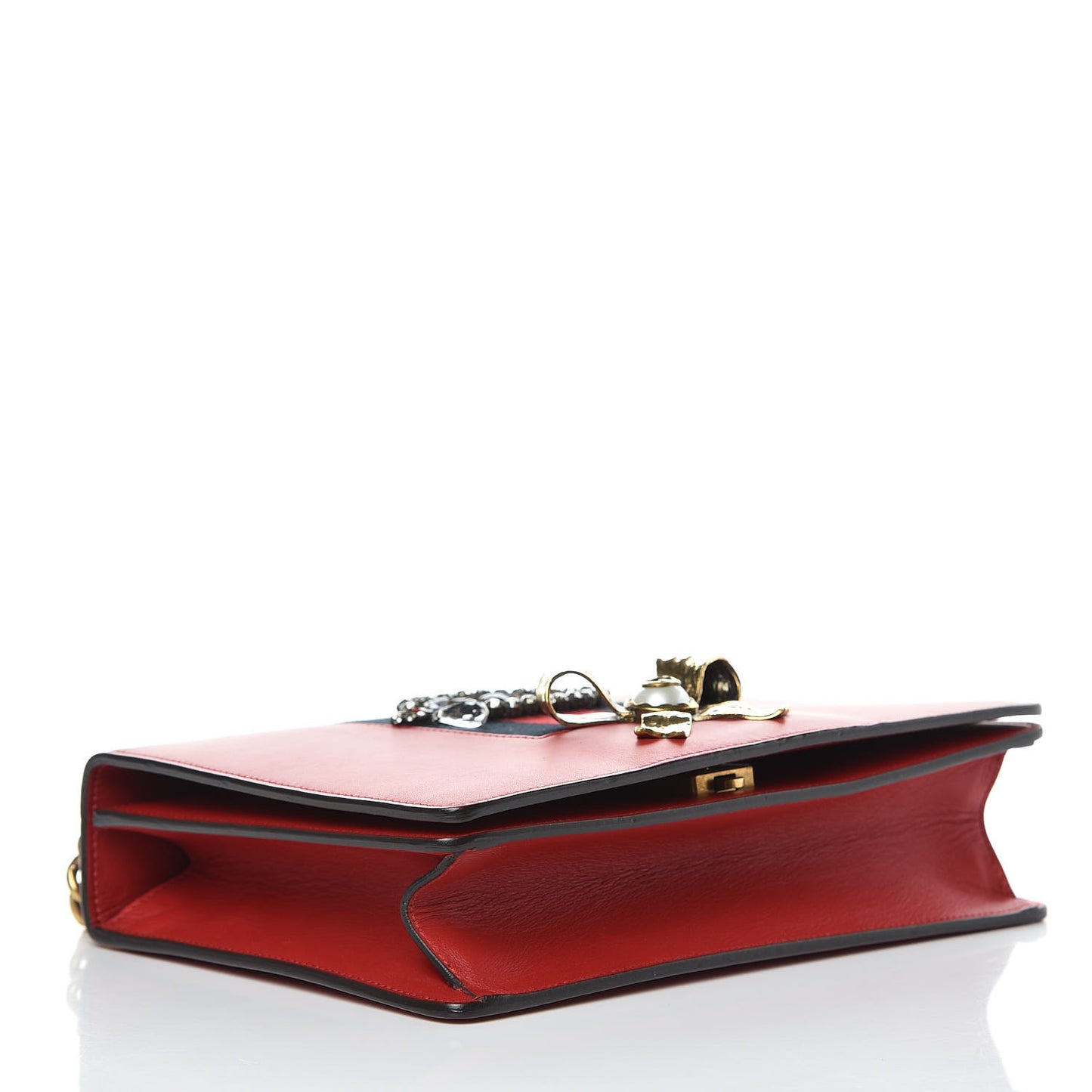 Calfskin Web Medium Peony Chain Shoulder Bag Red
