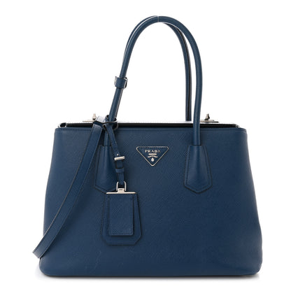 Prada Saffiano Cuir Twin Tote Bleuette 1 of 13