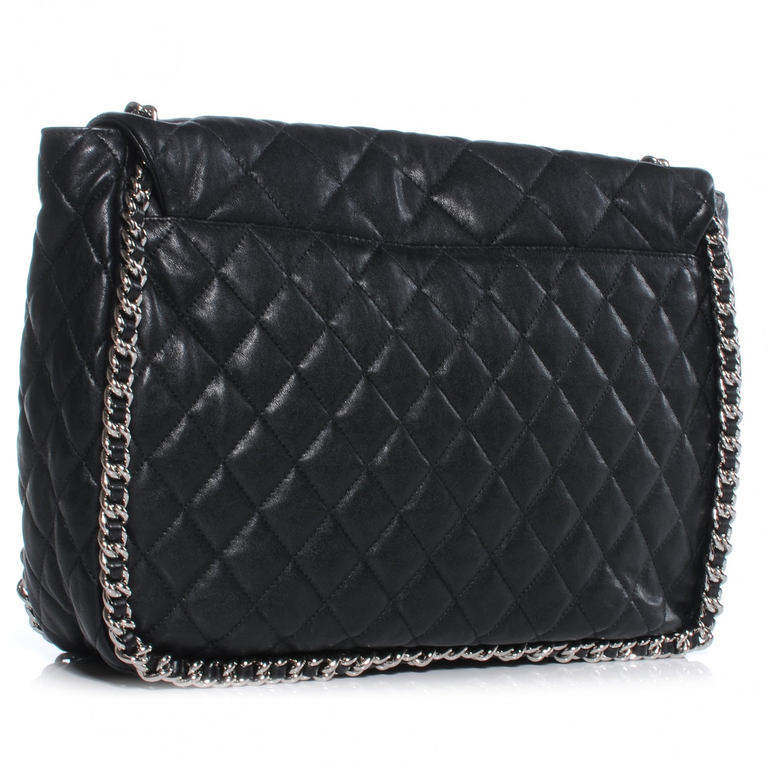 Chanel Washed Lambskin Chain Around Maxi Flap Bag Black 3 of 7