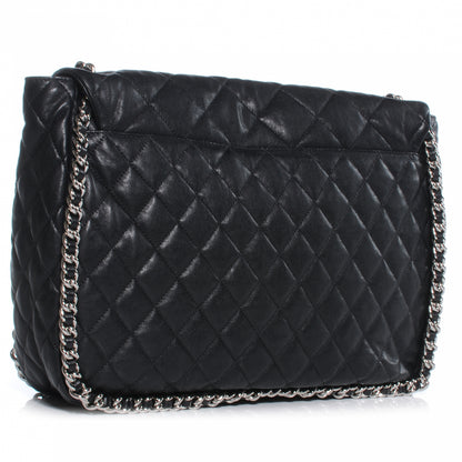 Chanel Washed Lambskin Chain Around Maxi Flap Bag Black 3 of 7