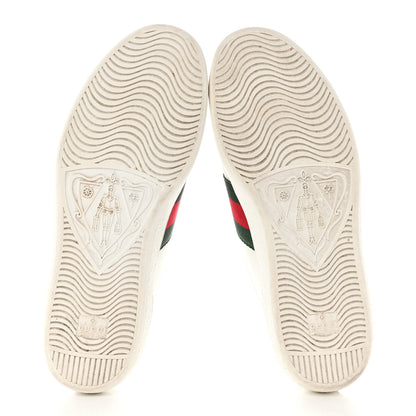 Gucci Calfskin Crocodile Web Mens Ace Sneakers 10.5 White Green 5 of 12