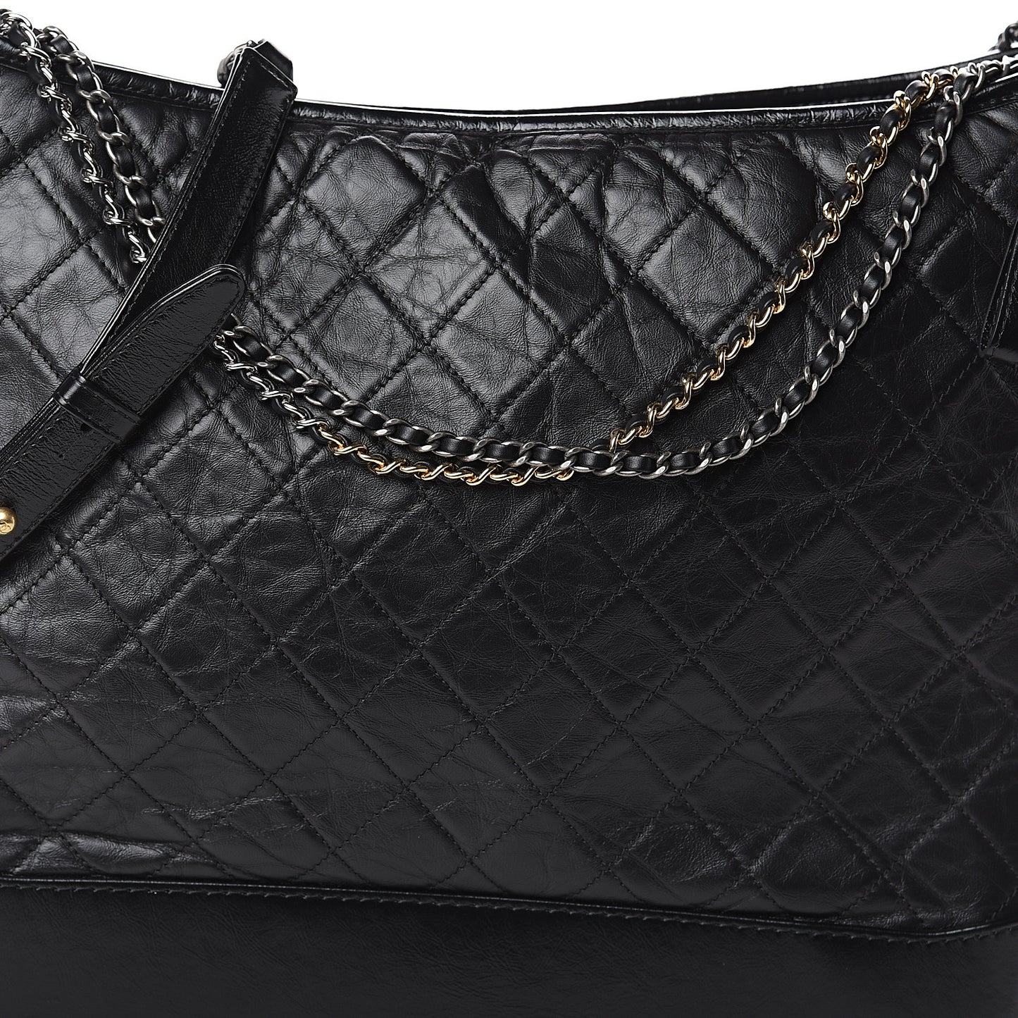 Aged Calfskin Quilted Maxi Gabrielle Hobo Black