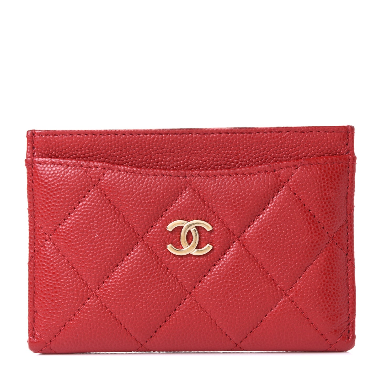 Caviar Quilted Card Holder Red