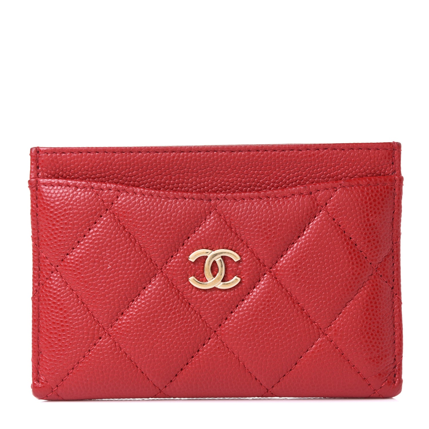Chanel Caviar Quilted Card Holder Red 1 of 10