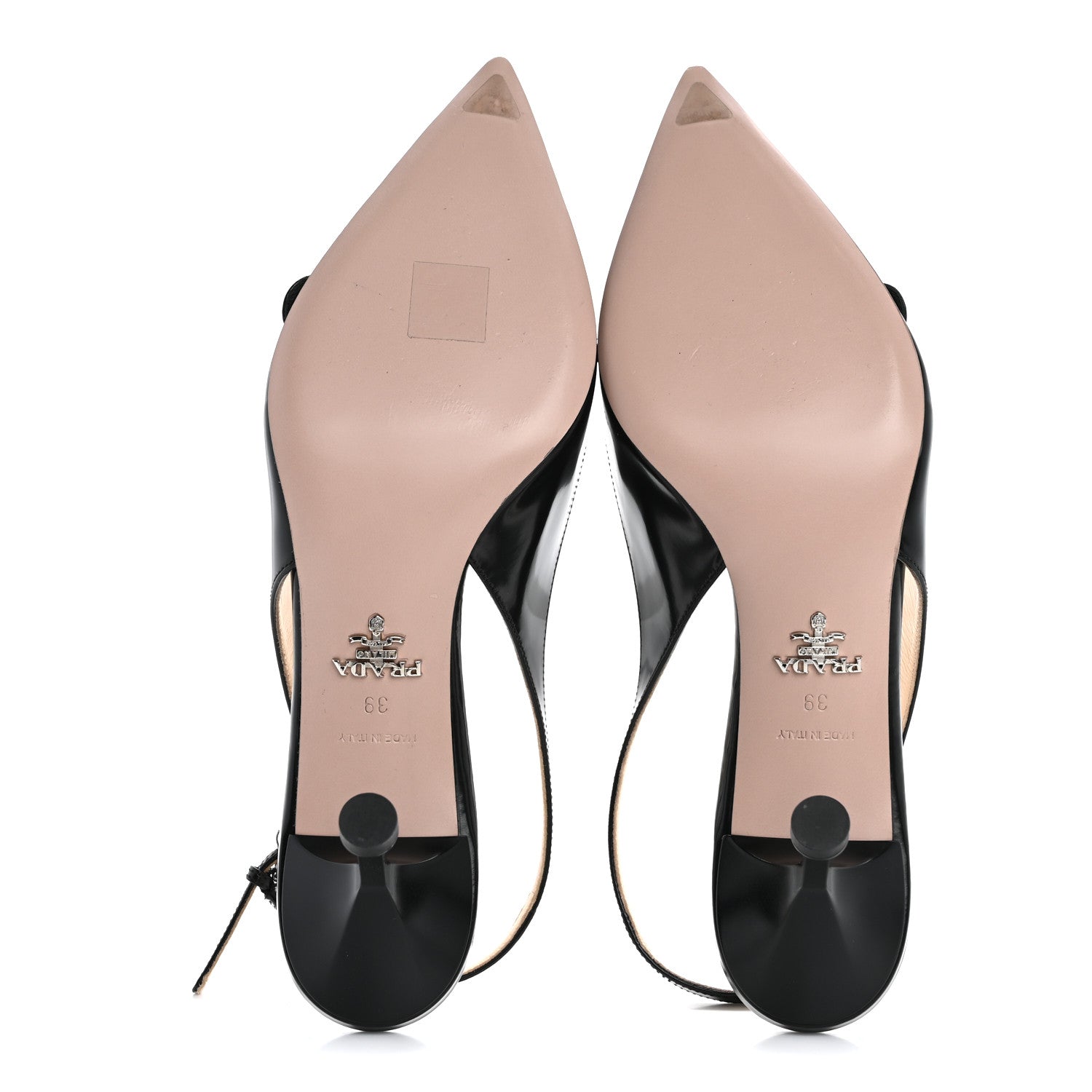 Prada Spazzolato Slingback Pumps 39 Black 6 of 9