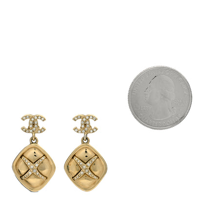 Chanel Crystal CC Drop Earrings Gold 2 of 4