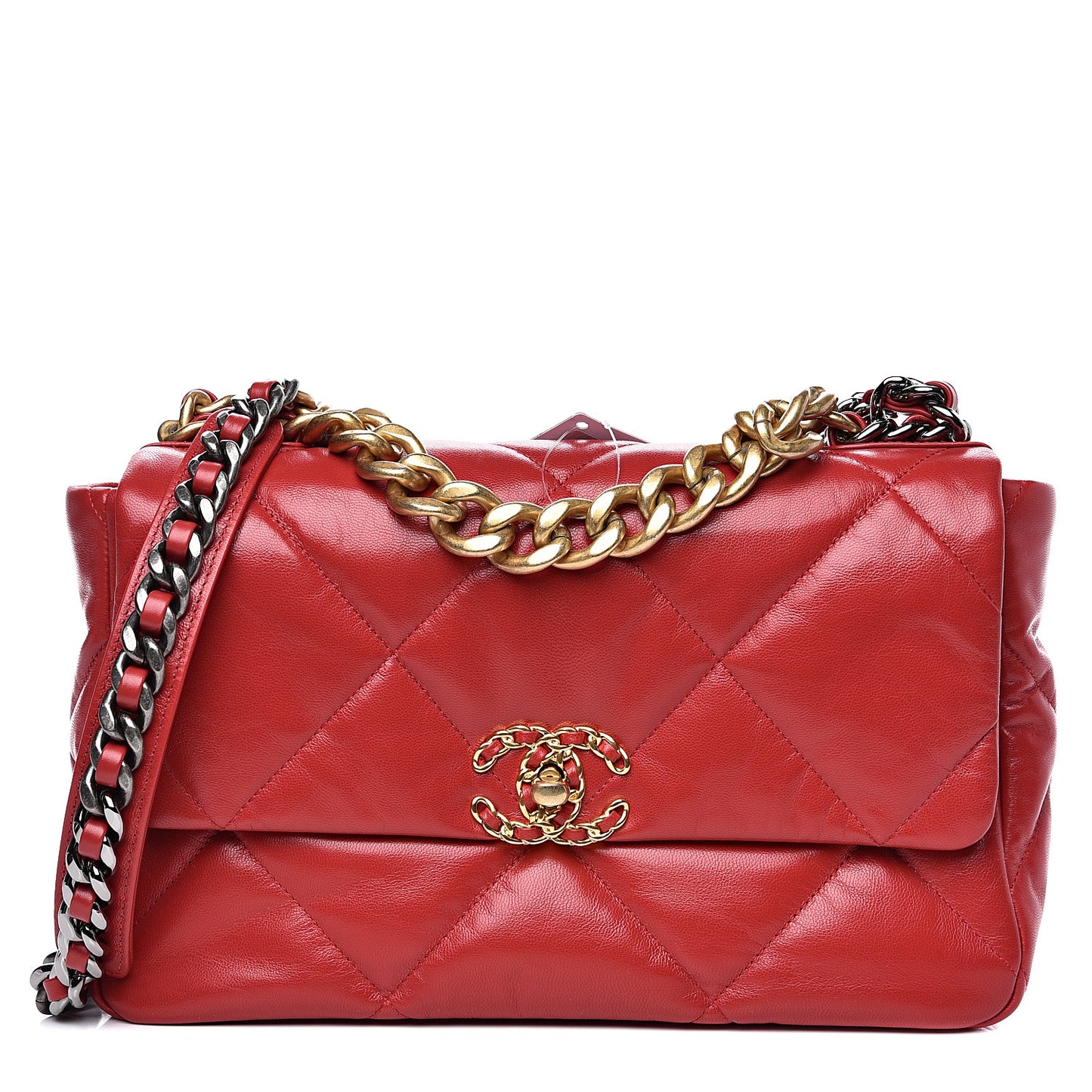Goatskin Quilted Large 19 Flap Red